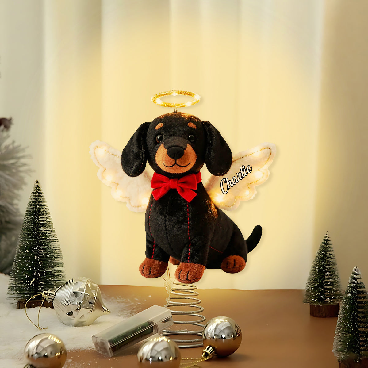 Merry Christmas - Personalized Dog LED Light Tree Topper