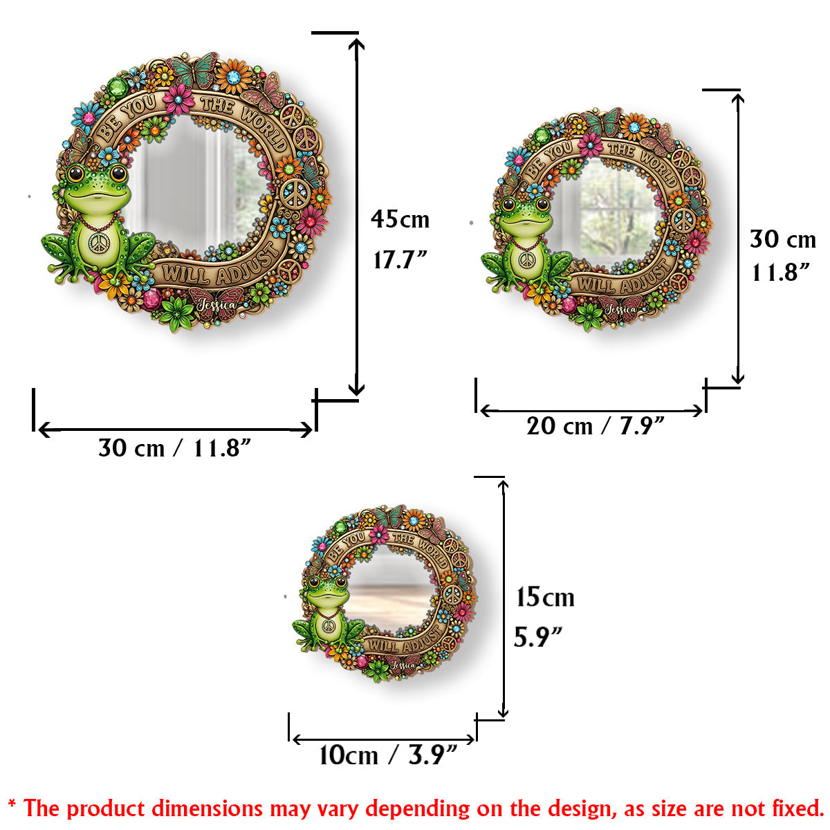 Sois toi-même, le monde s'adaptera - Miroir mural hippie personnalisé