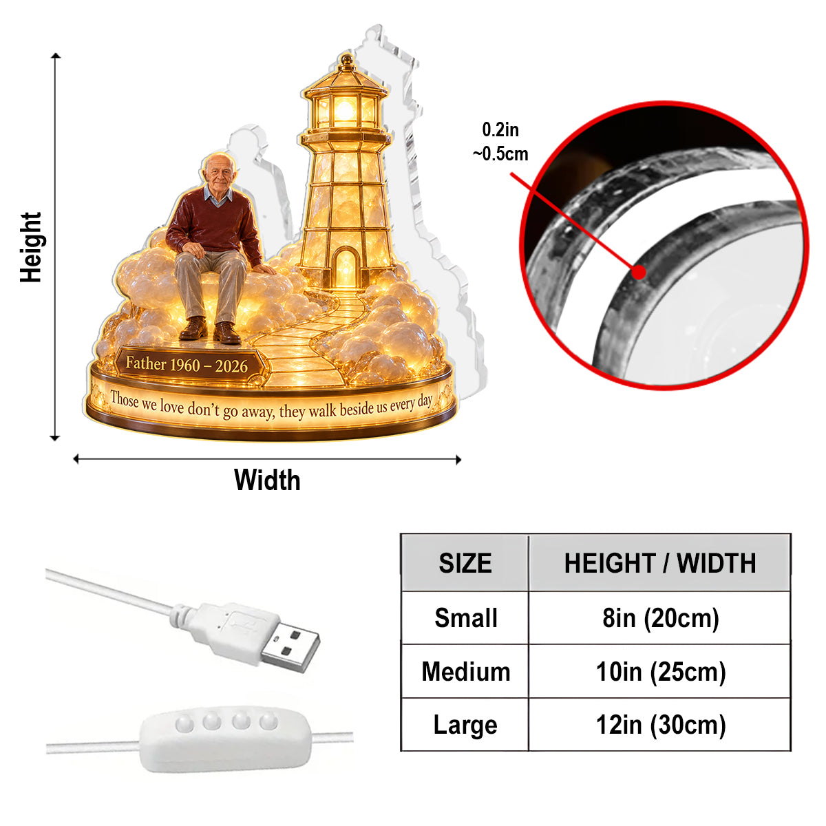 Cadeau commémoratif personnalisé, un bel objet pour honorer un être cher - Lampe de nuit LED acrylique personnalisée