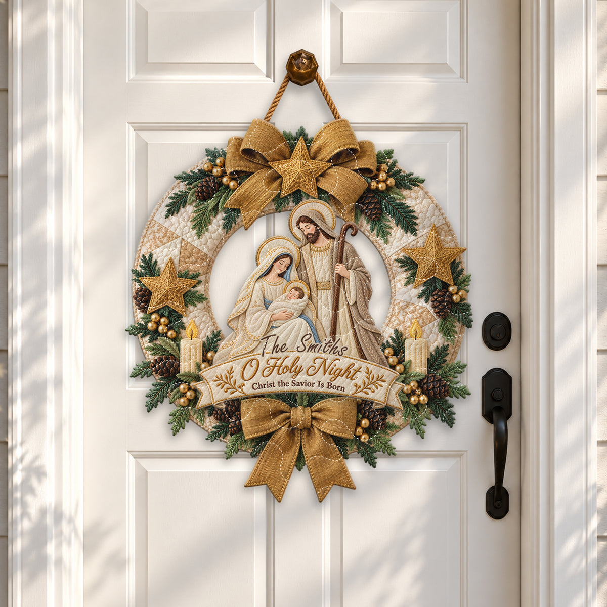 Believe Christmas Gift - Personalized Christian Quilted Door Hanger
