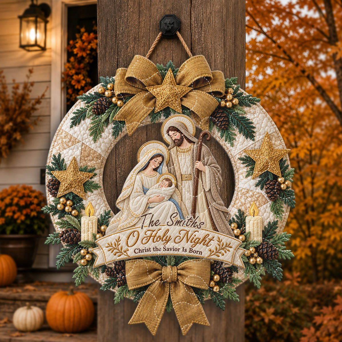 Believe Christmas Gift - Personalized Christian Quilted Door Hanger