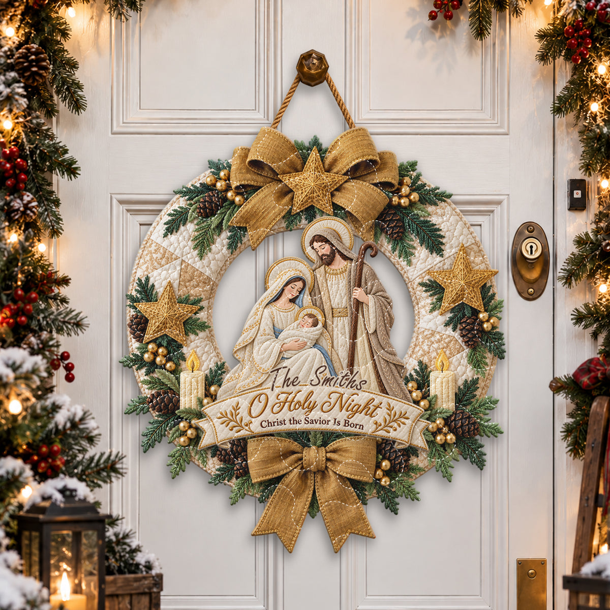 Believe Christmas Gift - Personalized Christian Quilted Door Hanger