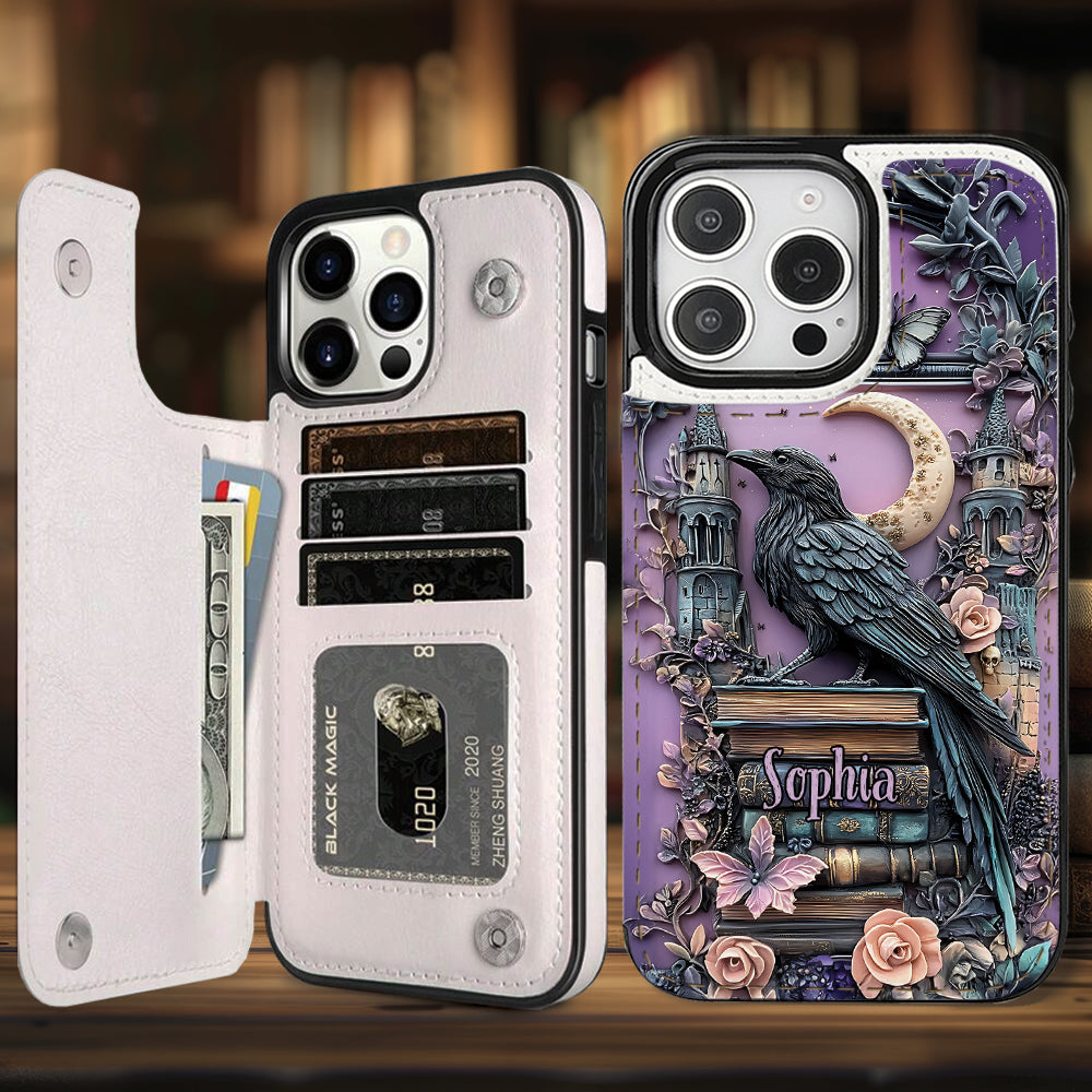 Étui portefeuille pliable personnalisé Dark Academia Book Reader - Étui de téléphone avec livre intégré