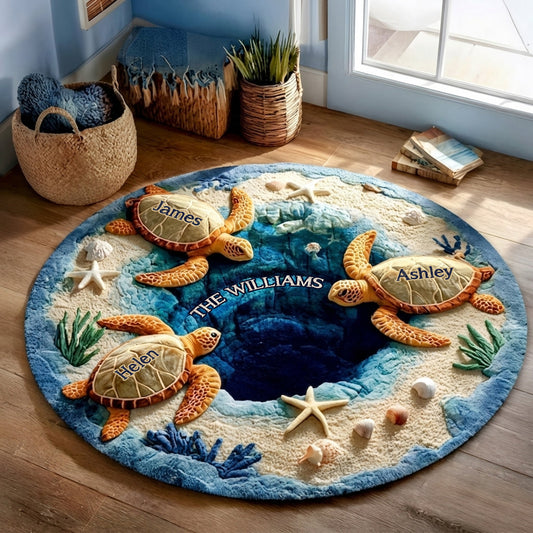 Our Family - Personalized Turtle Non-Slip Tufted Rug