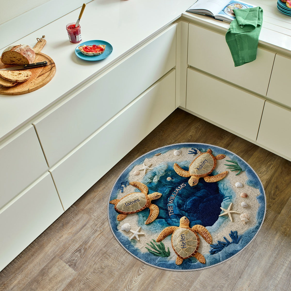 Notre famille - Tapis touffeté antidérapant personnalisé avec motif tortue