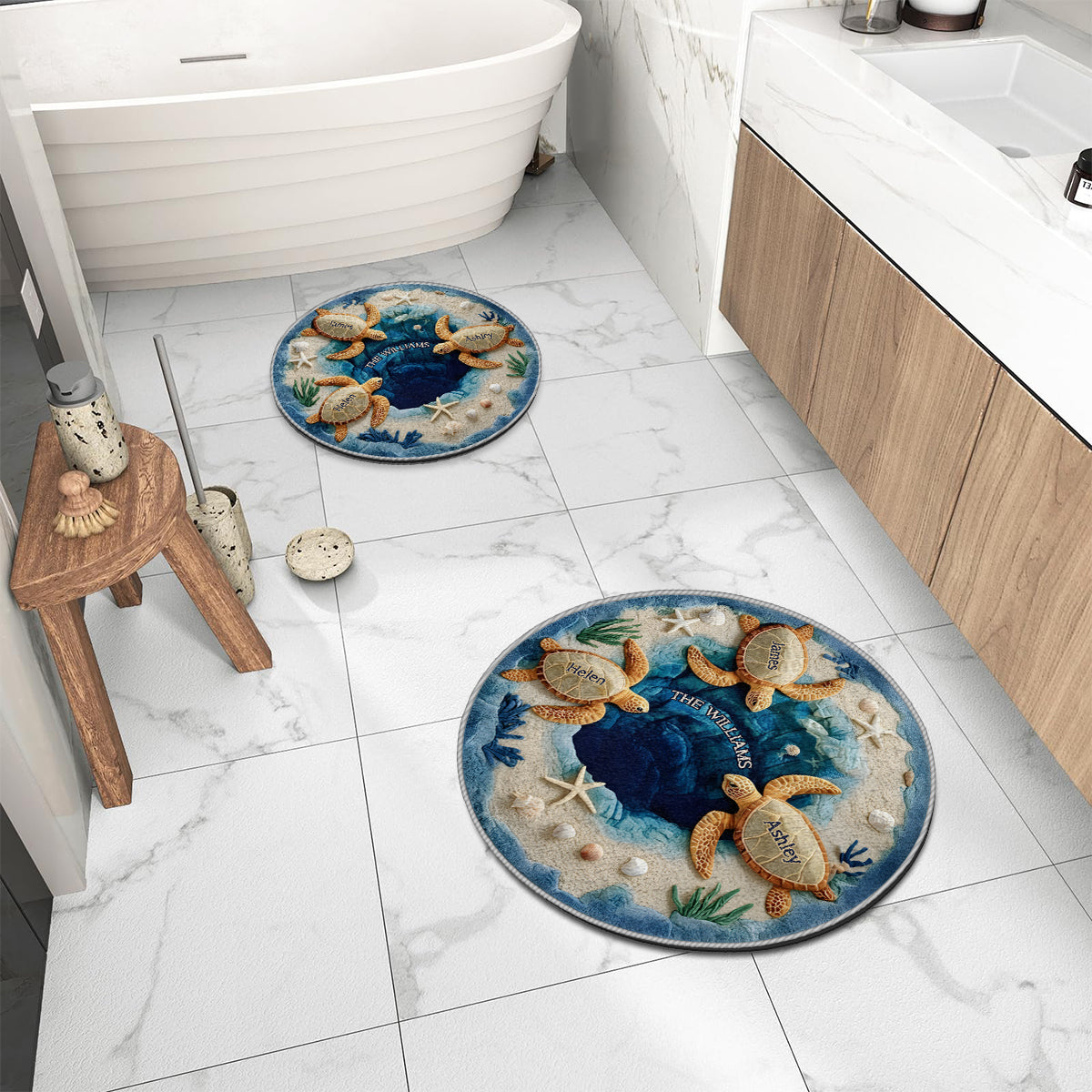 Notre famille - Tapis touffeté antidérapant personnalisé avec motif tortue