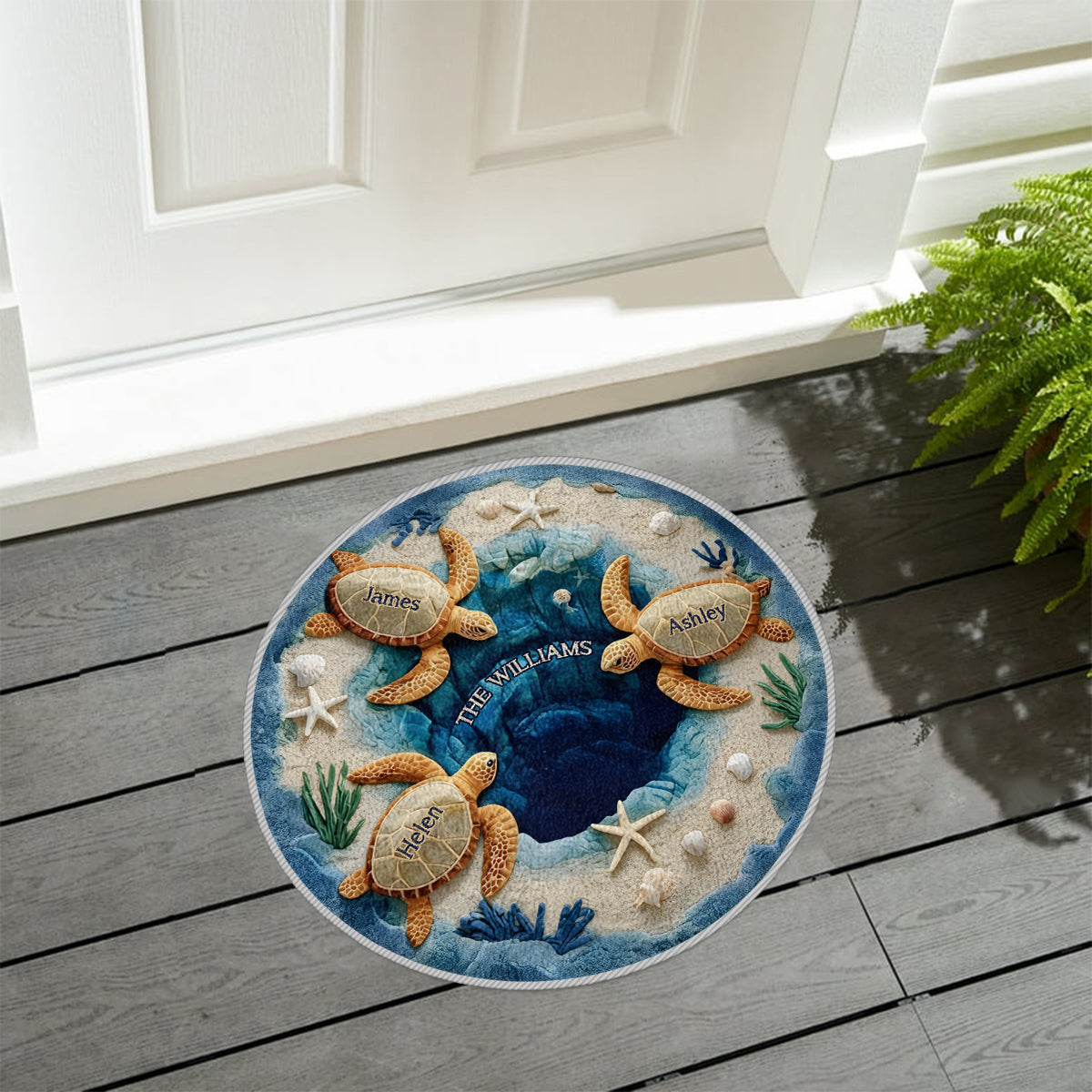 Notre famille - Tapis touffeté antidérapant personnalisé avec motif tortue