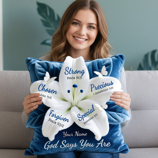 Dieu dit que vous êtes parfait - Cadeau pour vos proches - Coussin chrétien personnalisé en fausse fourrure