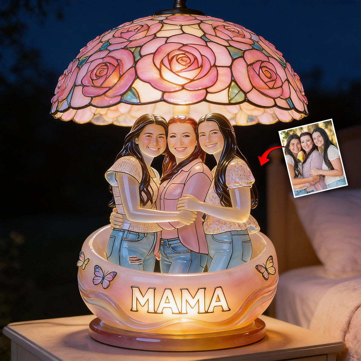 Custom Any Photo Love You To The Moon And Back - Personalized Mother Acrylic LED Night Light