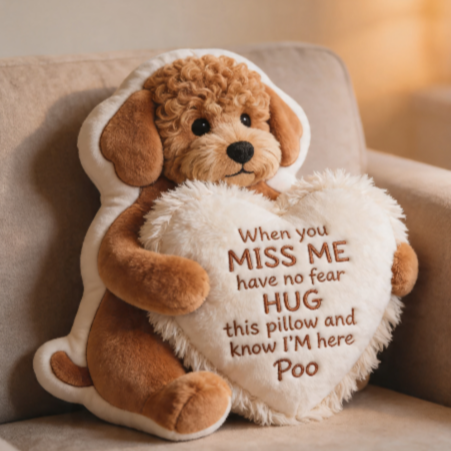 Coussin en Peluche Personnalisé Poodle – Animal en Peluche avec Nom, Cadeau Mignon pour Enfants, Couples, Confort & Mémorial