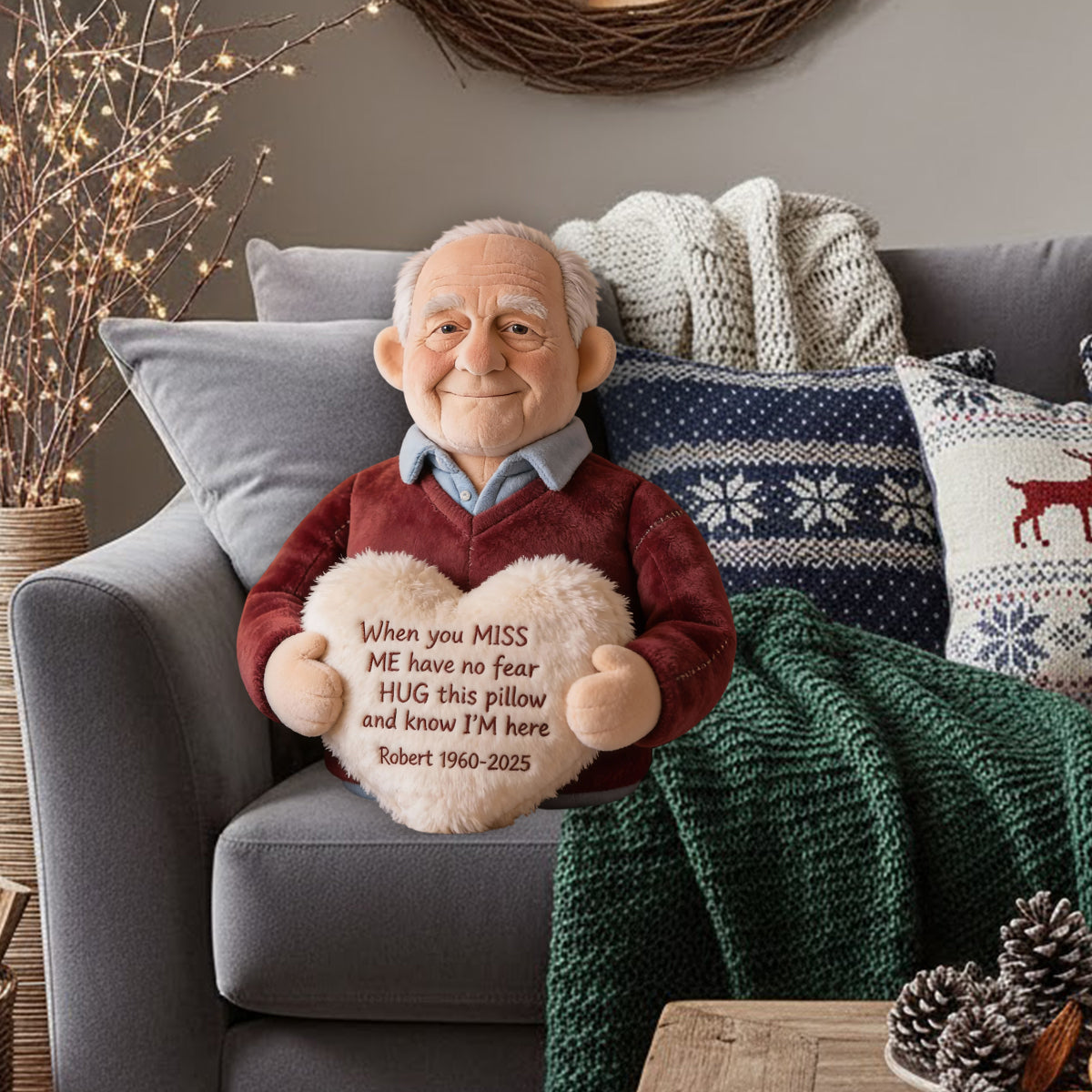 Custom From Photo - When You Miss Me - Personalized Memorial Faux Fur Shaped Pillow