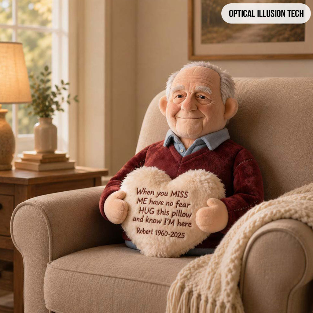 Coussin commémoratif personnalisé en fausse fourrure - À partir d'une photo - Quand tu me manques