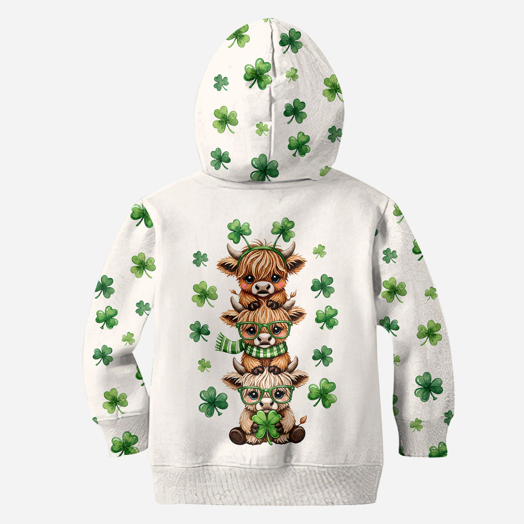 St. Patrick's Day Highland Cow - Personalized Highland Cow Hoodie and Leggings