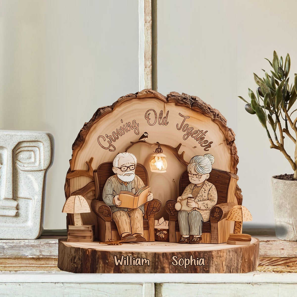 Vieillir ensemble - Plaque en bois personnalisée pour couple