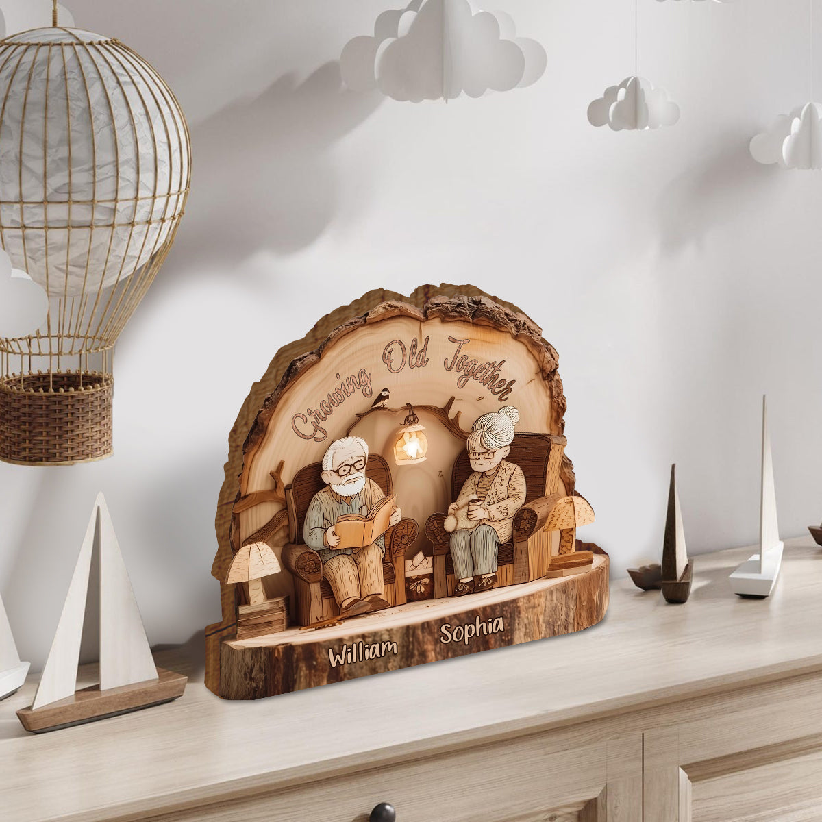 Vieillir ensemble - Plaque en bois personnalisée pour couple