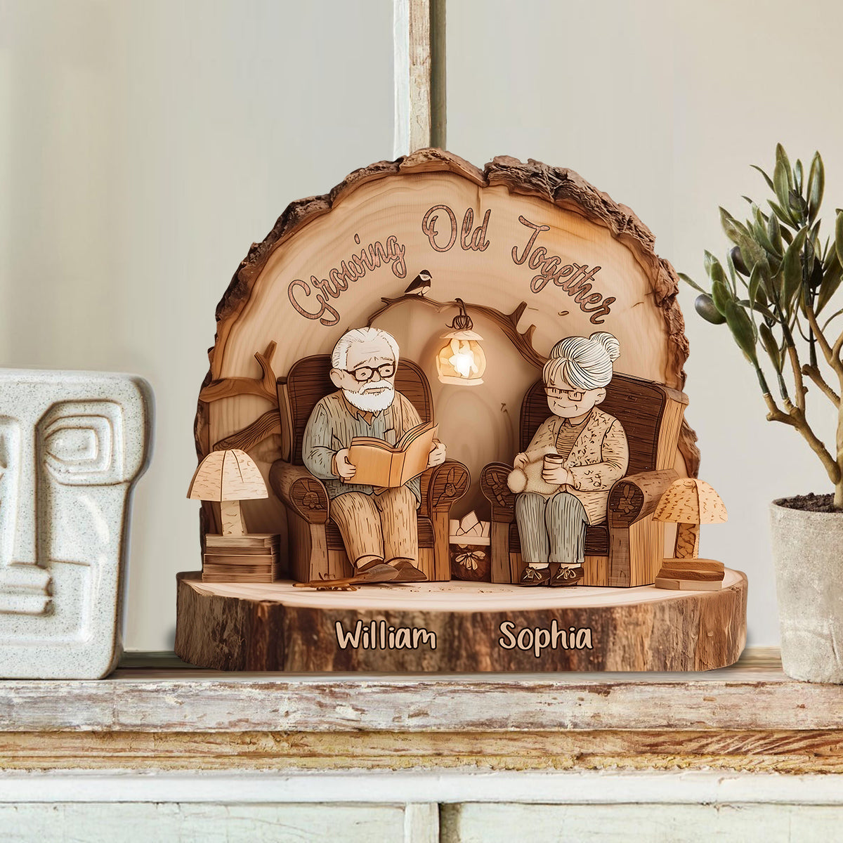 Vieillir ensemble - Plaque en bois personnalisée pour couple