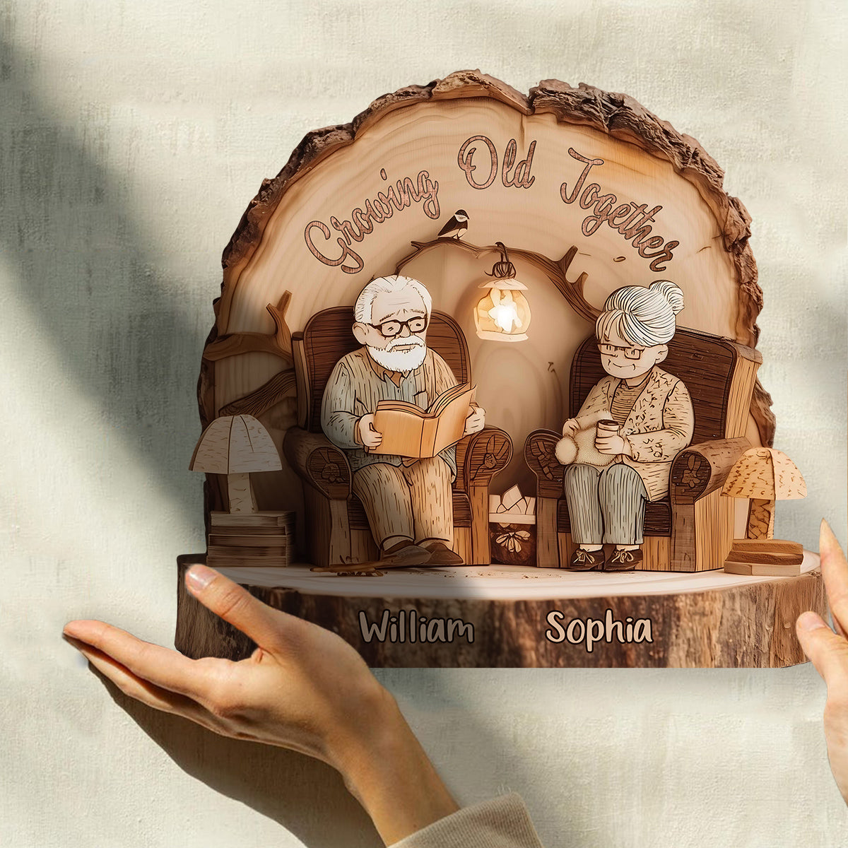 Vieillir ensemble - Plaque en bois personnalisée pour couple