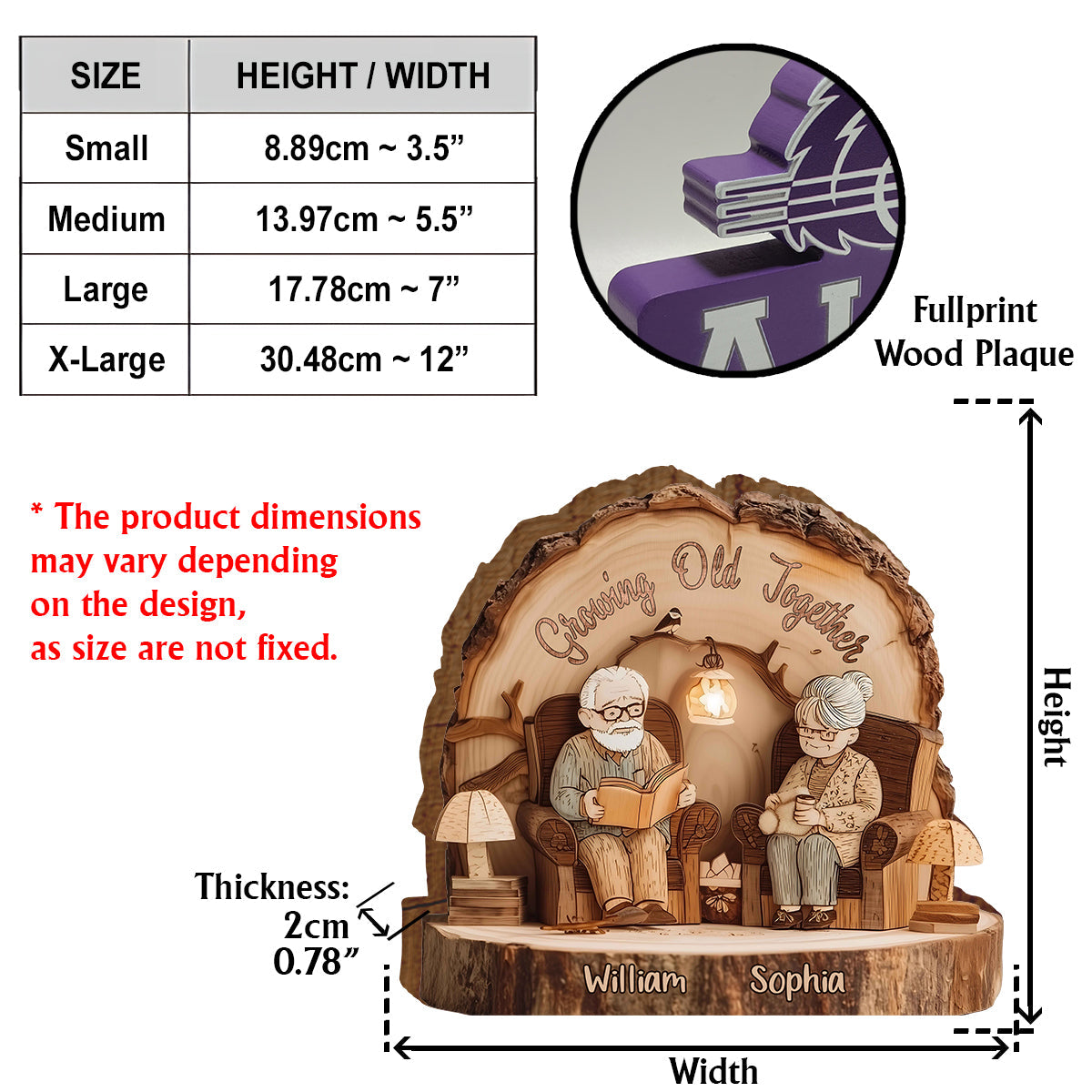 Vieillir ensemble - Plaque en bois personnalisée pour couple