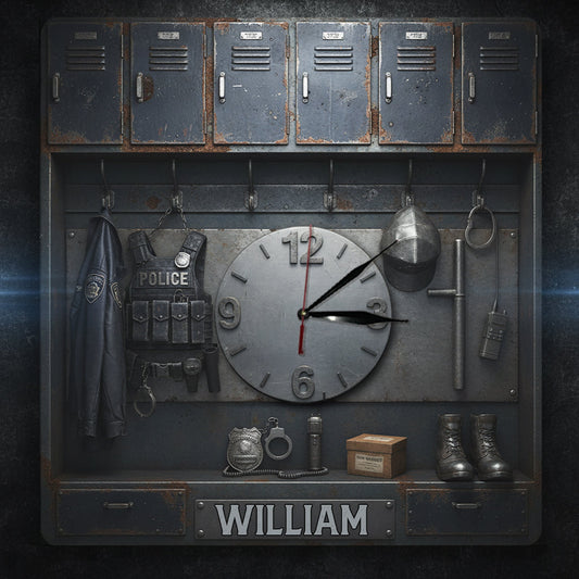 Serve And Protect - Police Locker Art - Personalized Police Officer LED Light Wall Clock