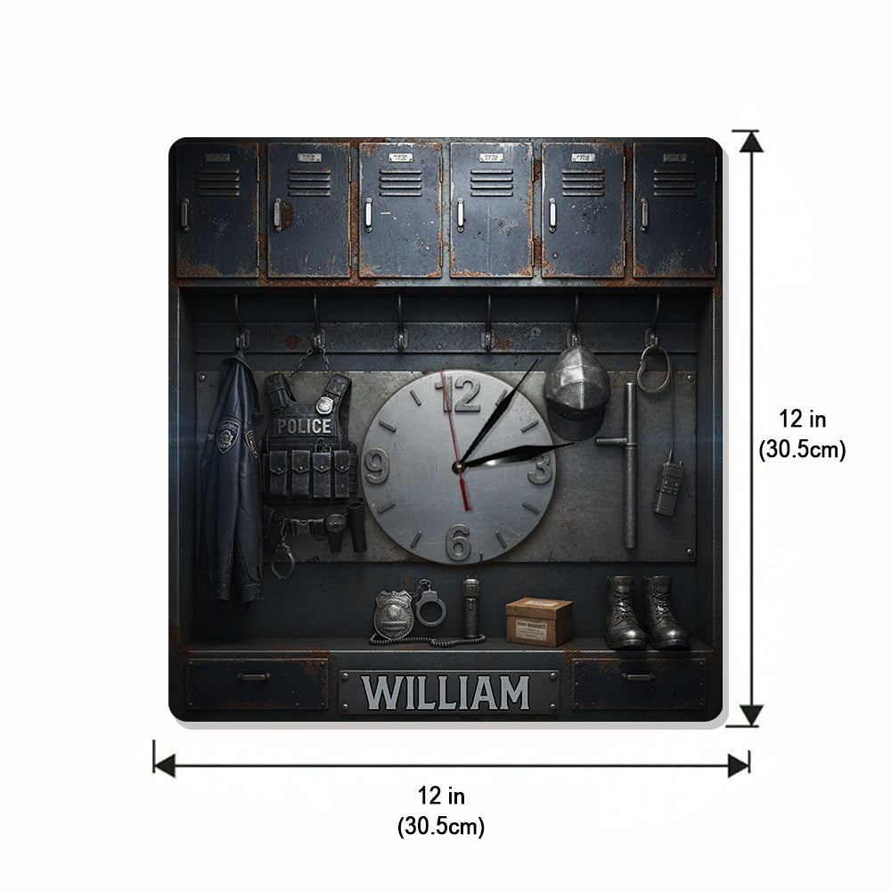 Serve And Protect - Police Locker Art - Personalized Police Officer LED Light Wall Clock