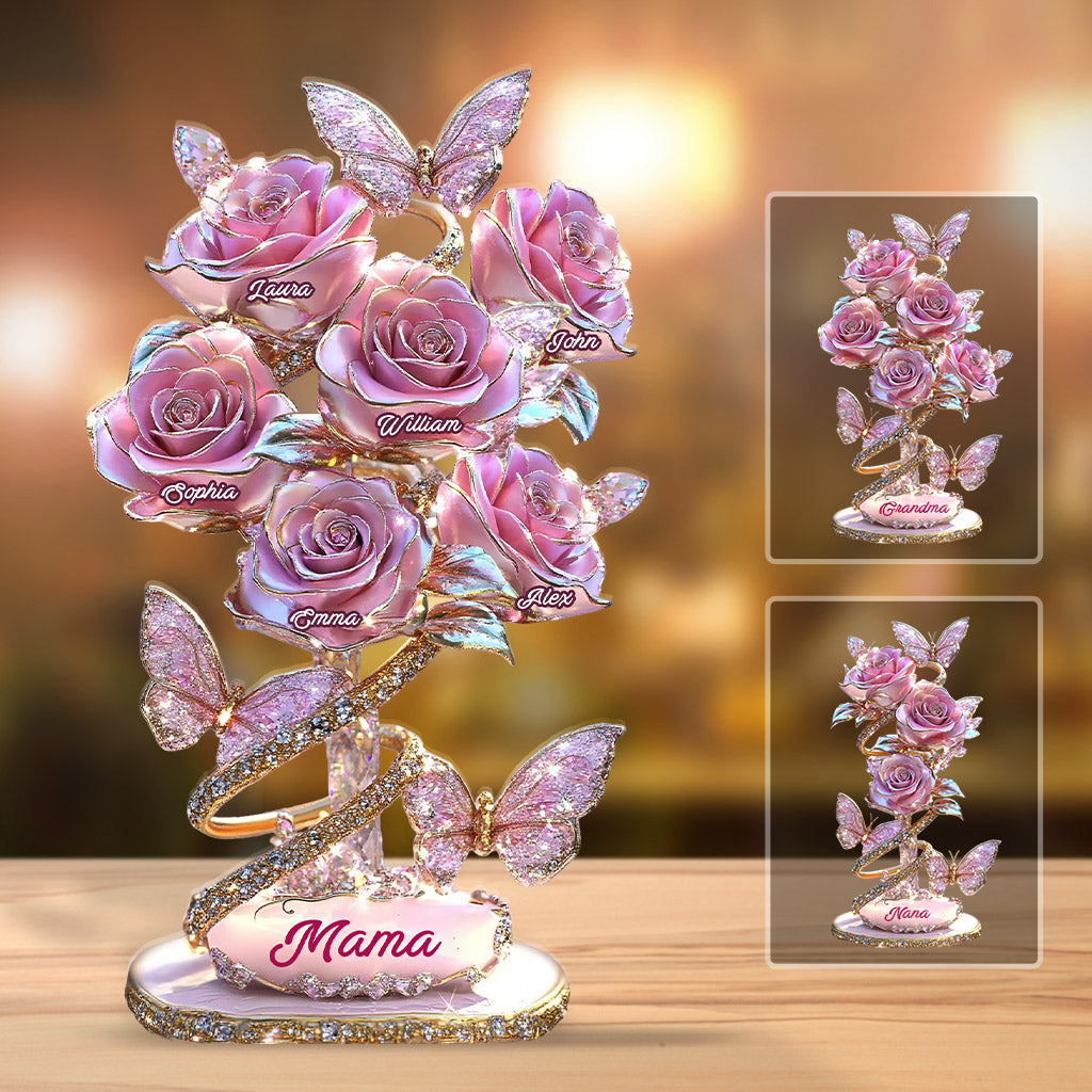 Cadeau « Mon jardin » pour maman, grand-mère… - Plaque acrylique personnalisée en forme de mère