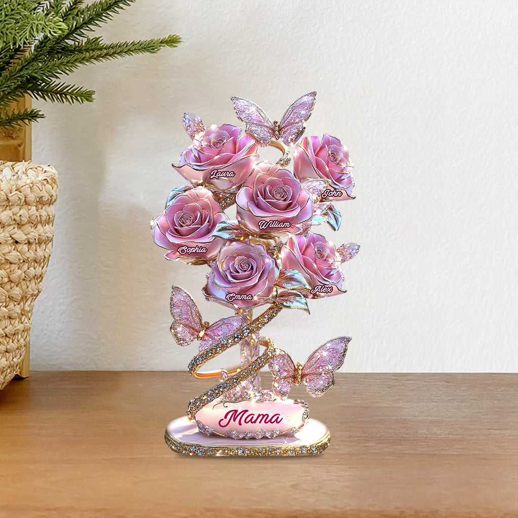 Cadeau « Mon jardin » pour maman, grand-mère… - Plaque acrylique personnalisée en forme de mère