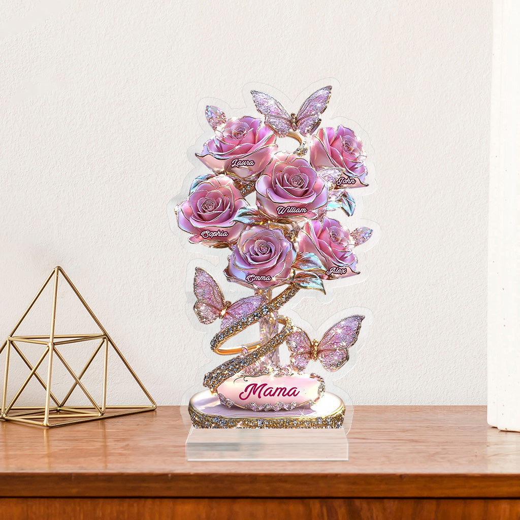 Cadeau « Mon jardin » pour maman, grand-mère… - Plaque acrylique personnalisée en forme de mère