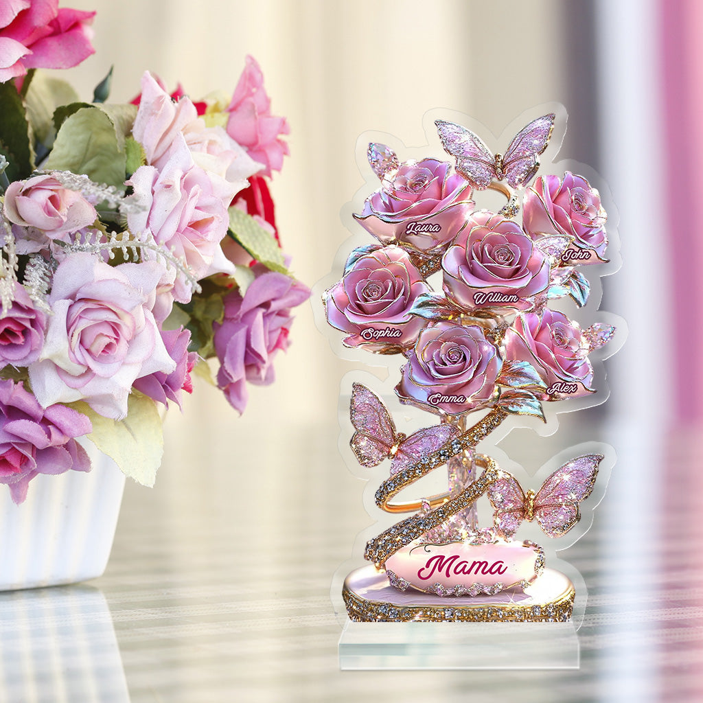 Cadeau « Mon jardin » pour maman, grand-mère… - Plaque acrylique personnalisée en forme de mère