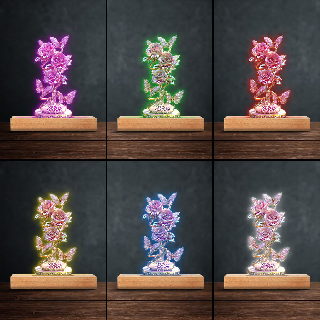 Cadeau « Mon jardin » pour maman, grand-mère : socle lumineux personnalisé en forme de maman