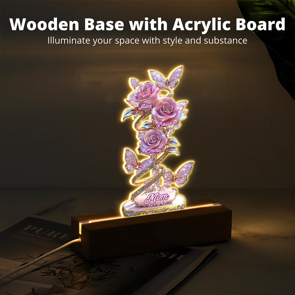 Cadeau « Mon jardin » pour maman, grand-mère : socle lumineux personnalisé en forme de maman
