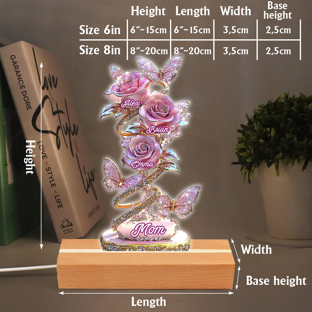 Cadeau « Mon jardin » pour maman, grand-mère : socle lumineux personnalisé en forme de maman