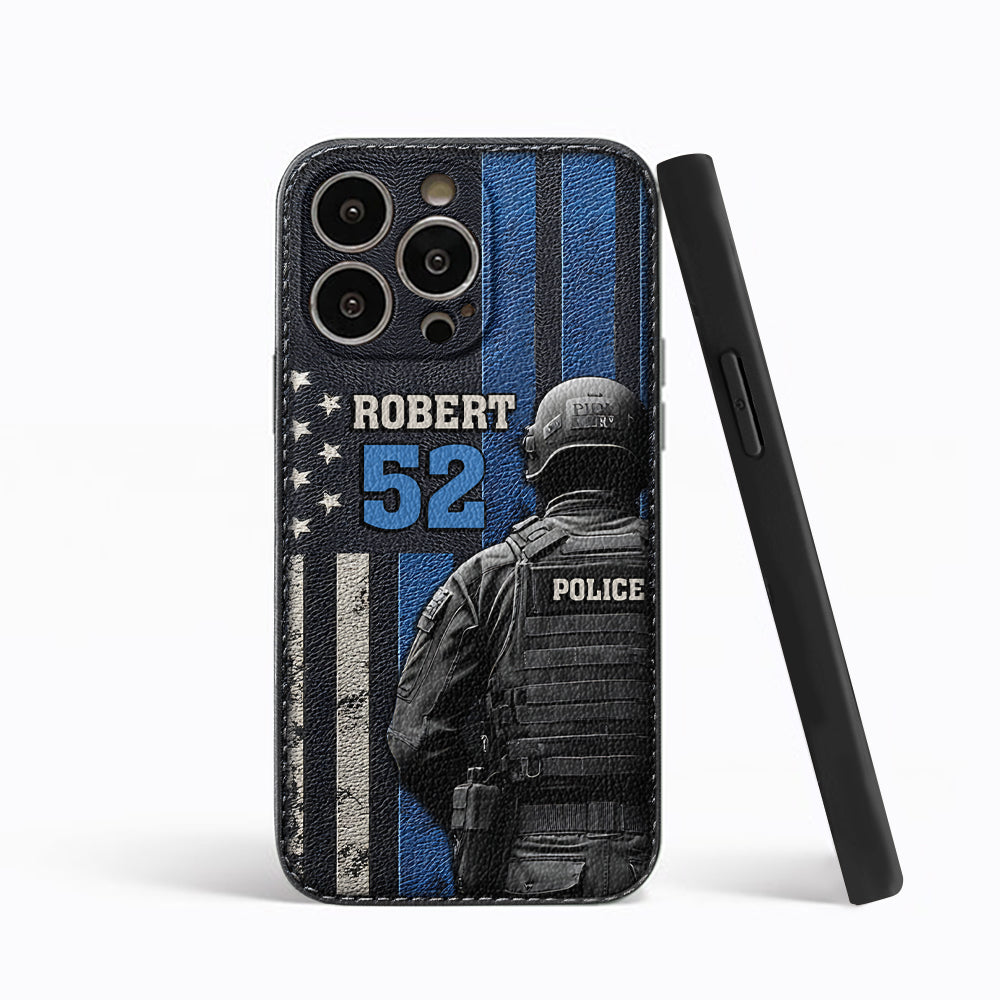 Vie de policier - Étui de téléphone en cuir personnalisé pour policier