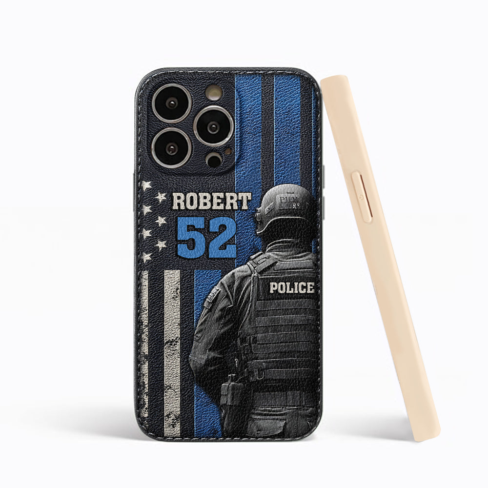 Vie de policier - Étui de téléphone en cuir personnalisé pour policier