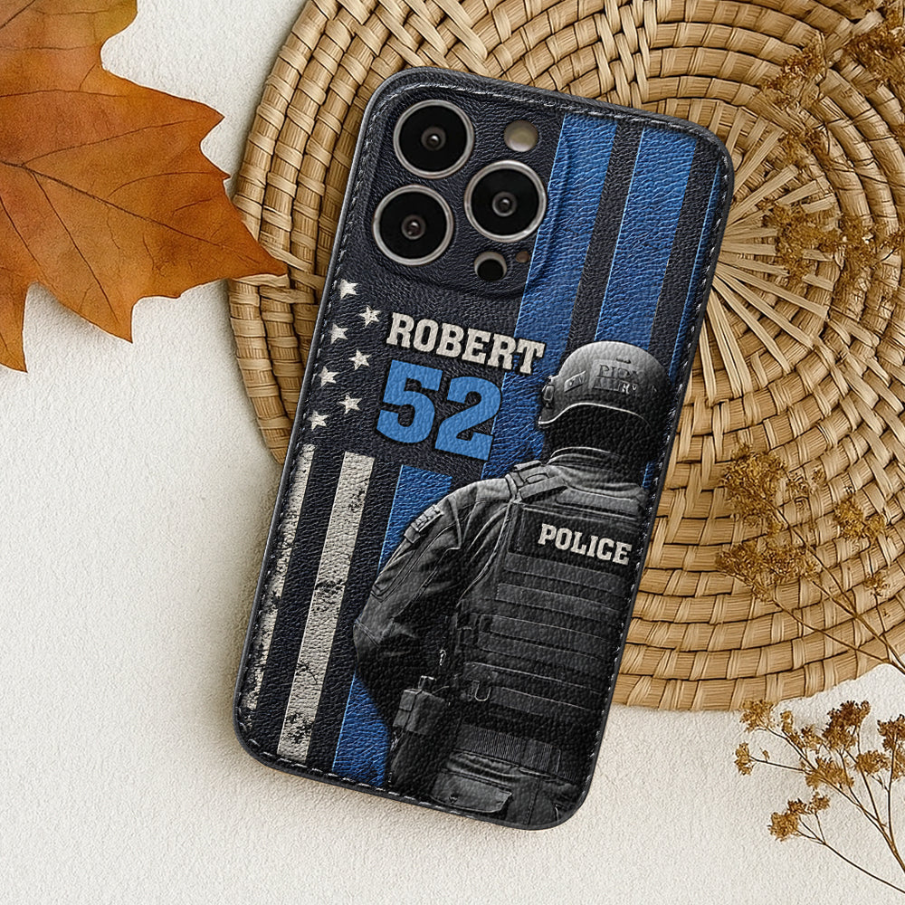 Vie de policier - Étui de téléphone en cuir personnalisé pour policier