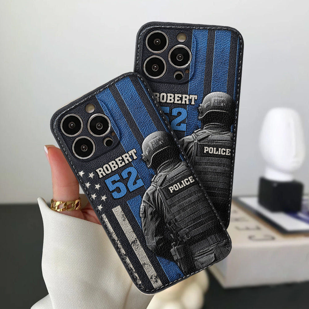 Vie de policier - Étui de téléphone en cuir personnalisé pour policier