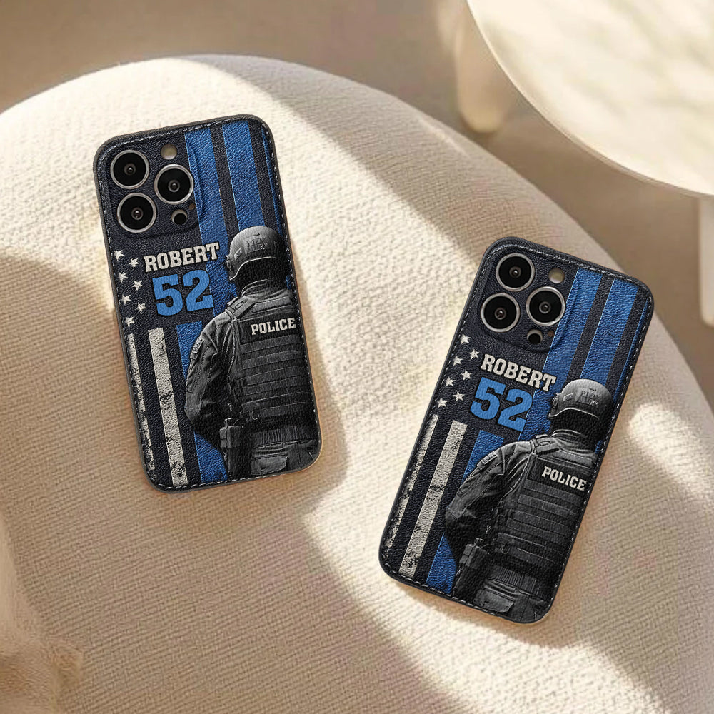 Vie de policier - Étui de téléphone en cuir personnalisé pour policier