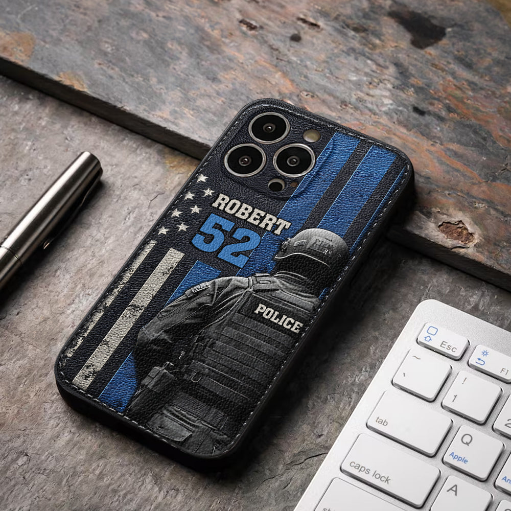 Vie de policier - Étui de téléphone en cuir personnalisé pour policier