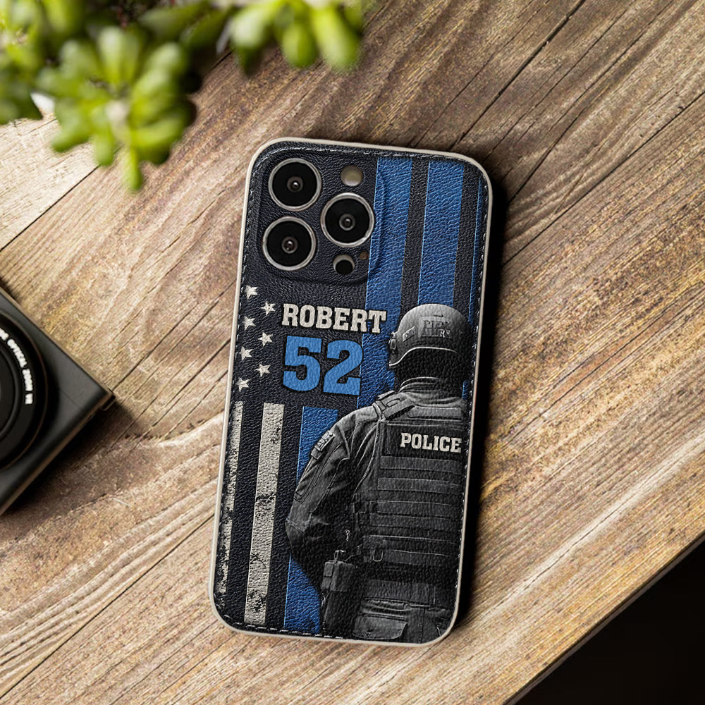 Vie de policier - Étui de téléphone en cuir personnalisé pour policier