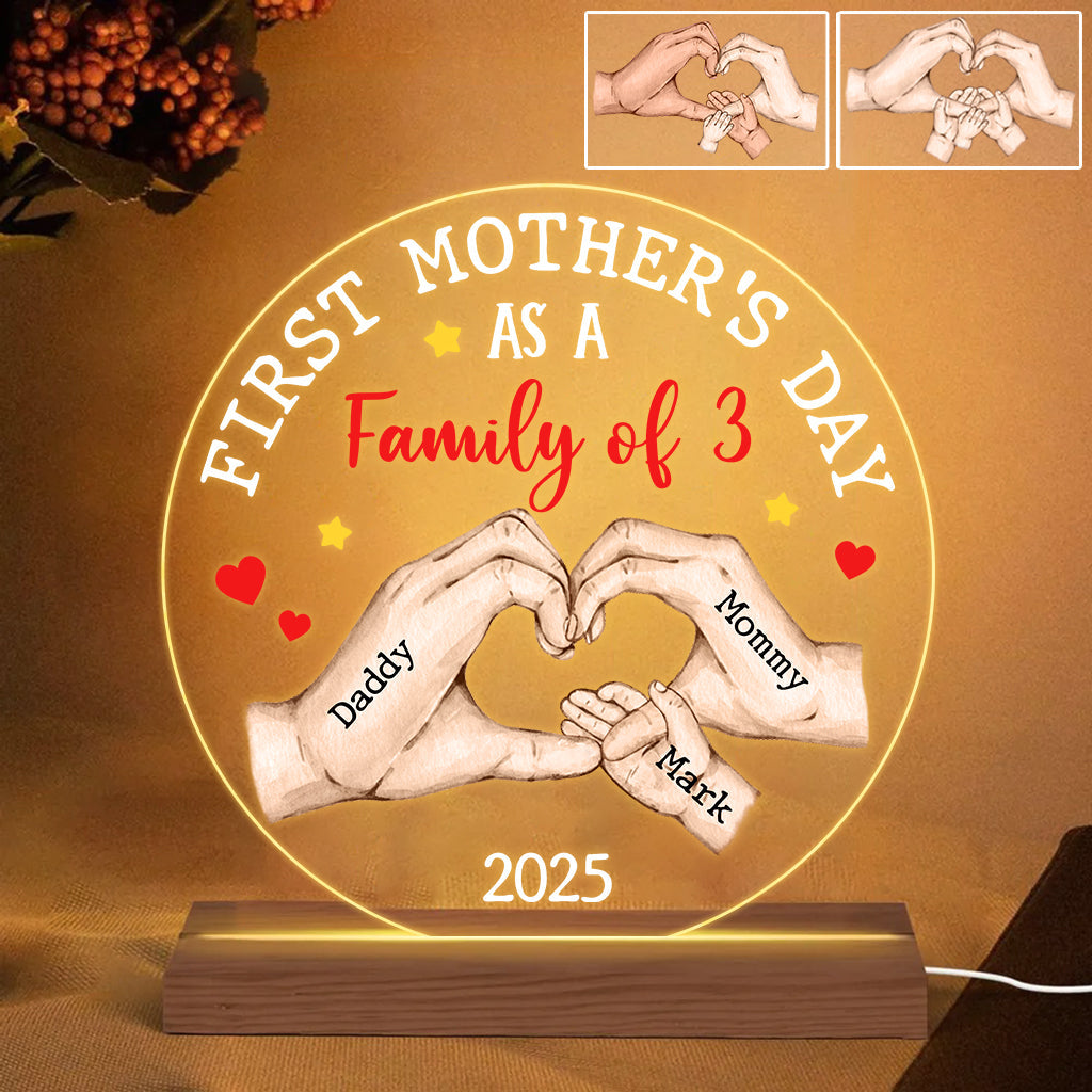 First Mother's Day As A - Personalized Mother Shaped Plaque Light Base