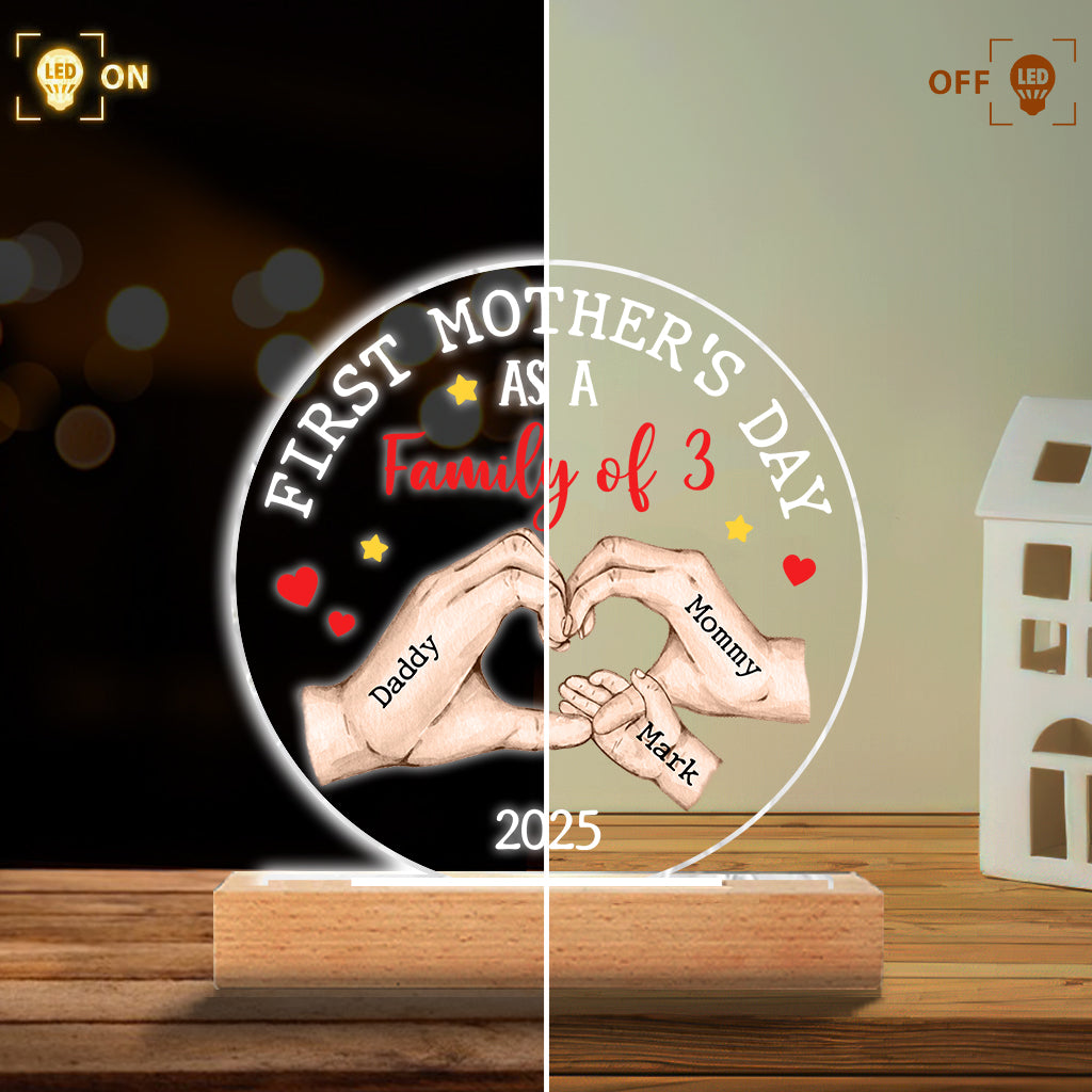 First Mother's Day As A - Personalized Mother Shaped Plaque Light Base