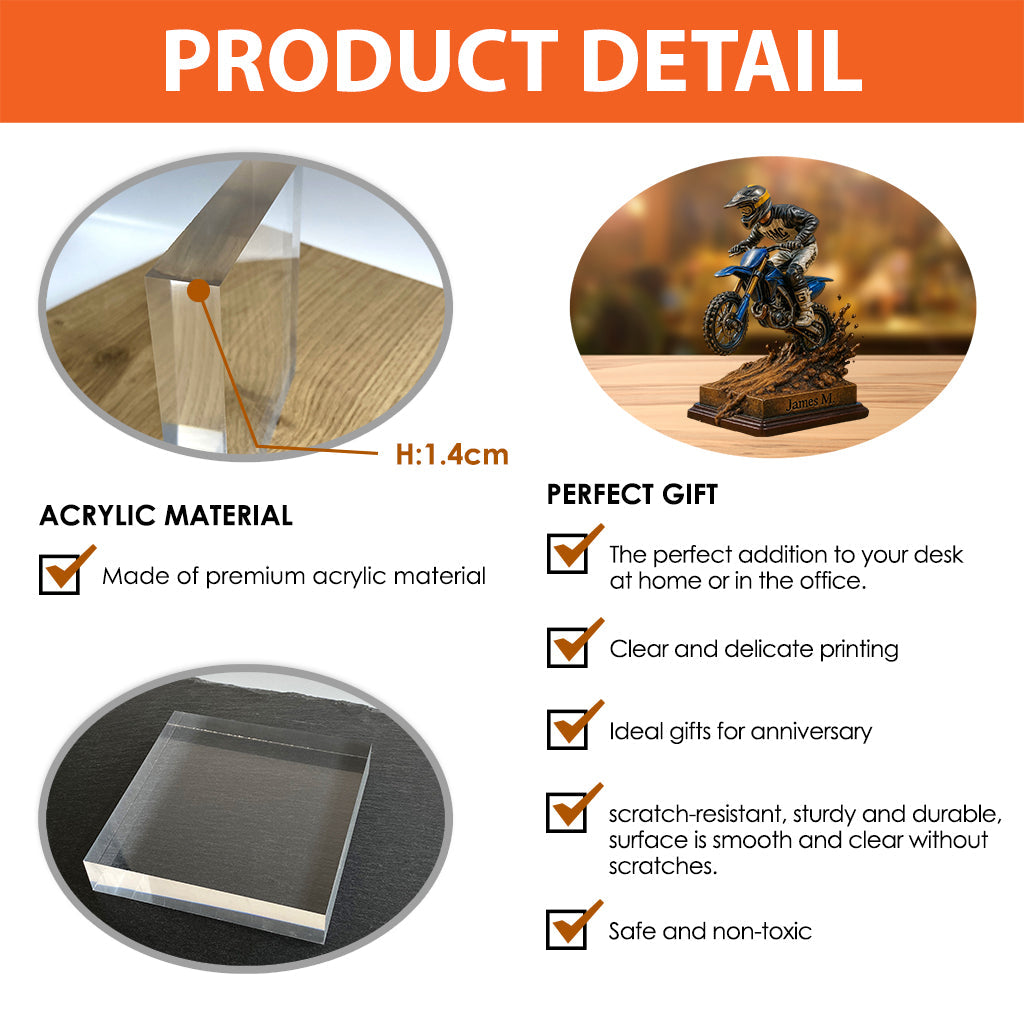 Love Dirt Bike - Personalized Dirt Bike Custom Shaped Acrylic Plaque