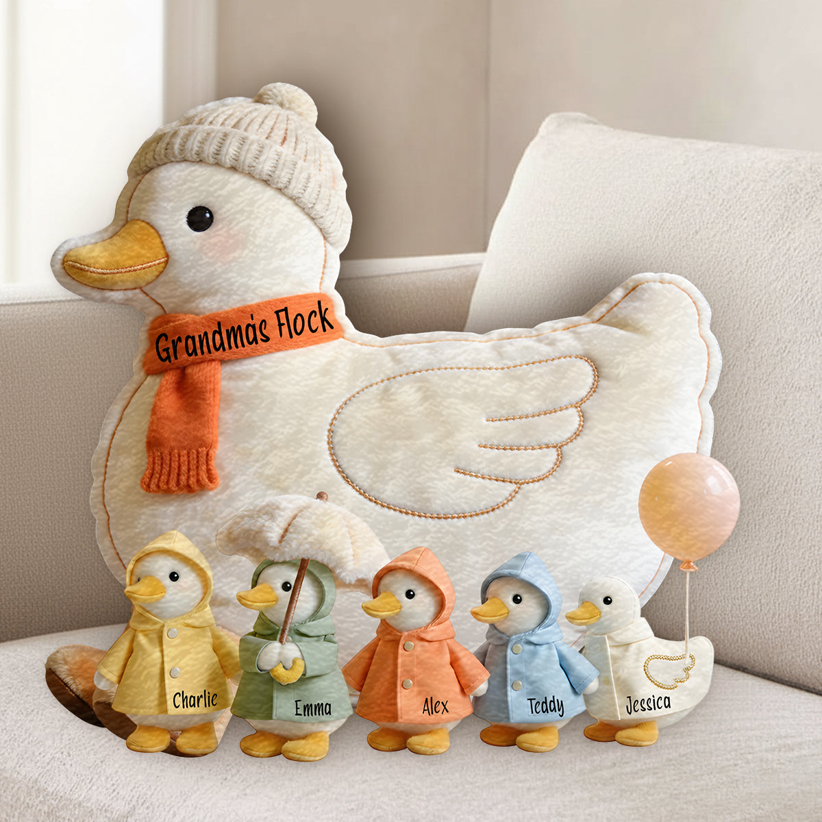 Le troupeau de grand-mère - Coussin en fausse fourrure premium personnalisé pour grand-mère