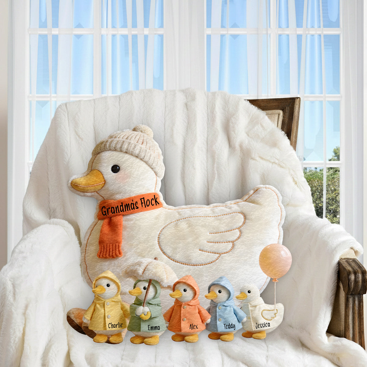 Le troupeau de grand-mère - Coussin en fausse fourrure premium personnalisé pour grand-mère