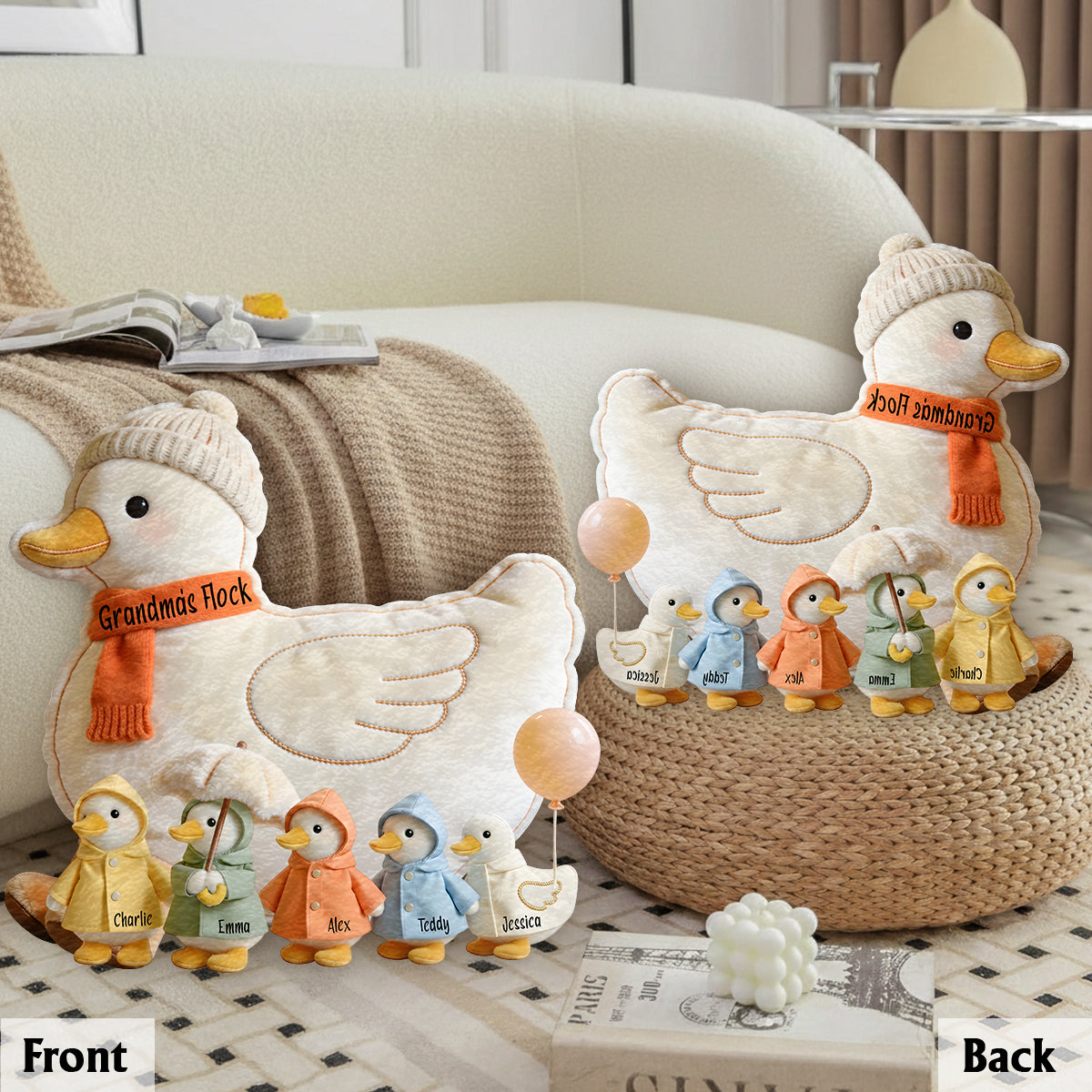 Le troupeau de grand-mère - Coussin en fausse fourrure premium personnalisé pour grand-mère