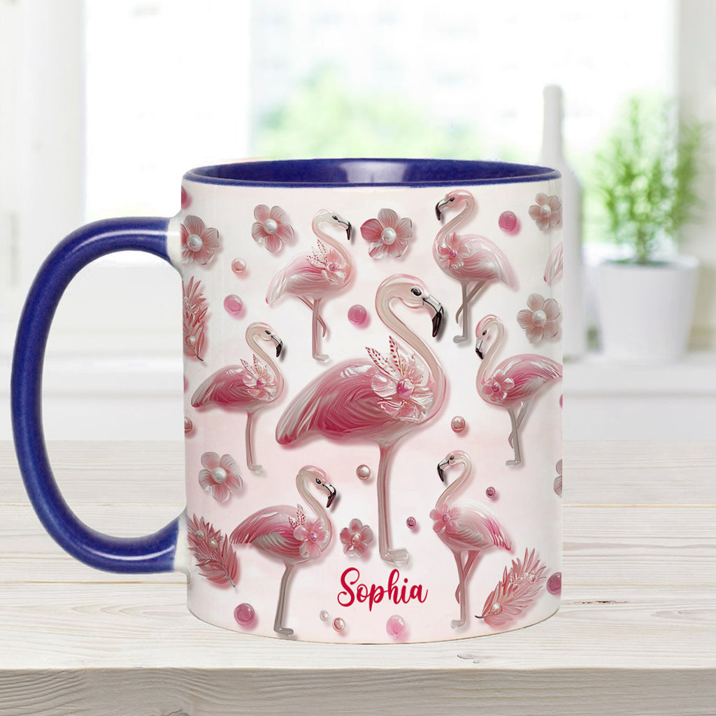 Crystal Pink Flamingo - Personalized Flamingo Accent Mug