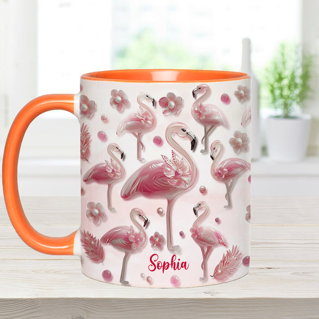 Crystal Pink Flamingo - Personalized Flamingo Accent Mug