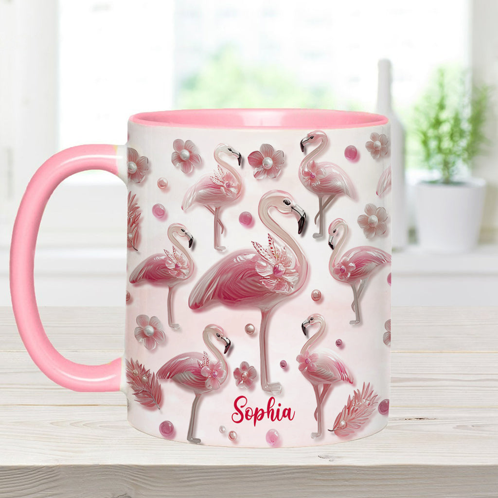 Crystal Pink Flamingo - Personalized Flamingo Accent Mug