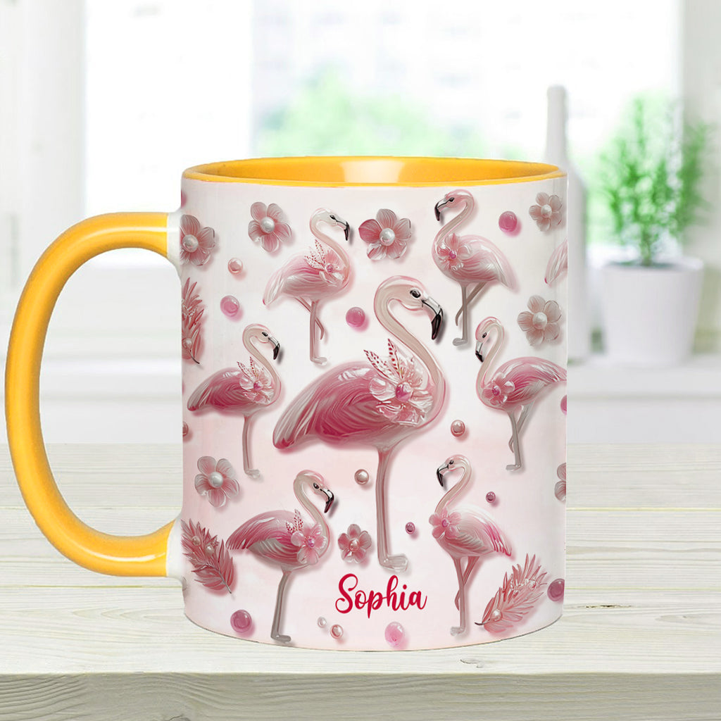 Crystal Pink Flamingo - Personalized Flamingo Accent Mug