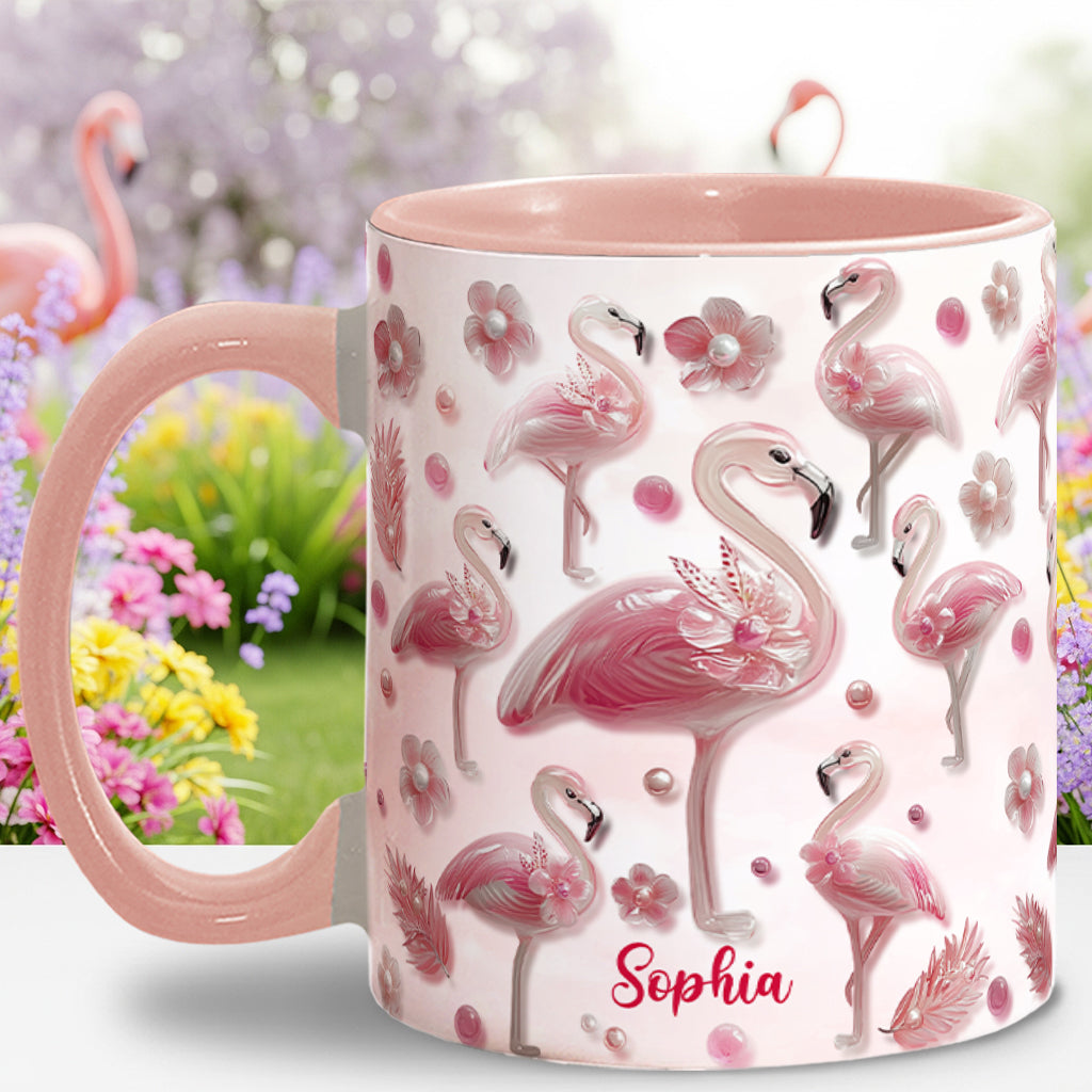 Crystal Pink Flamingo - Personalized Flamingo Accent Mug