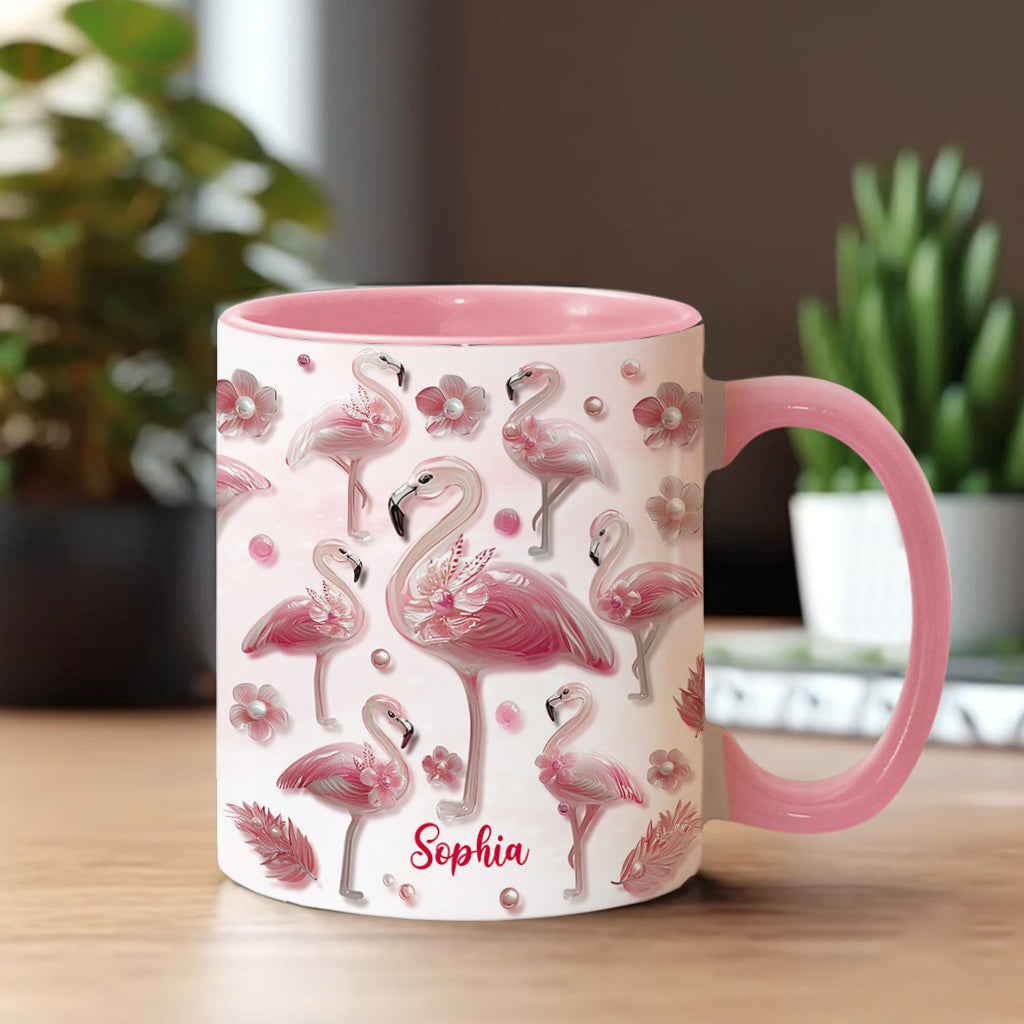 Crystal Pink Flamingo - Personalized Flamingo Accent Mug